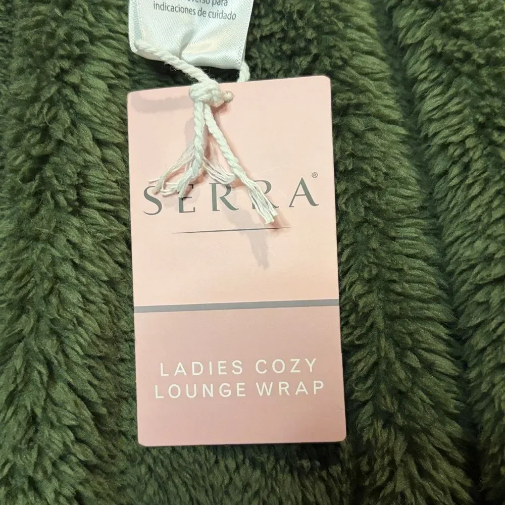 Serra- NWT Ladies Soft Cozy Lounge Wrap Waterfall Sherpa Pockets Green- Size S/M